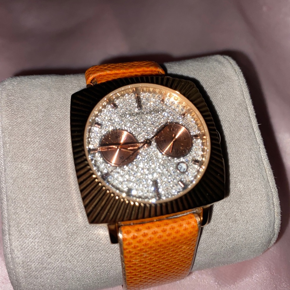 BCBGMaxAzria orange watch with crystals - Picture 2 of 7